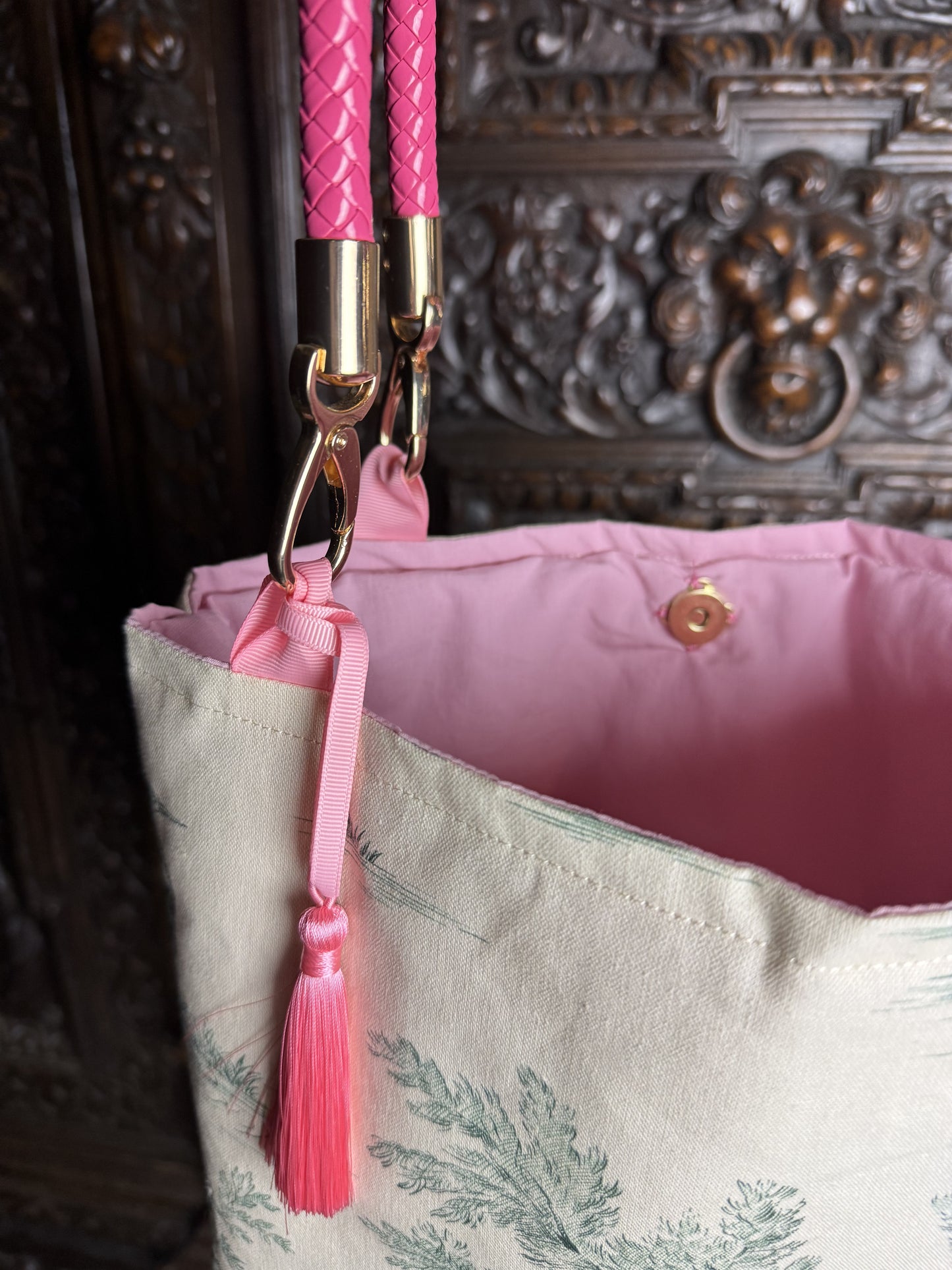 Toile grün/beige/pink Tasche S