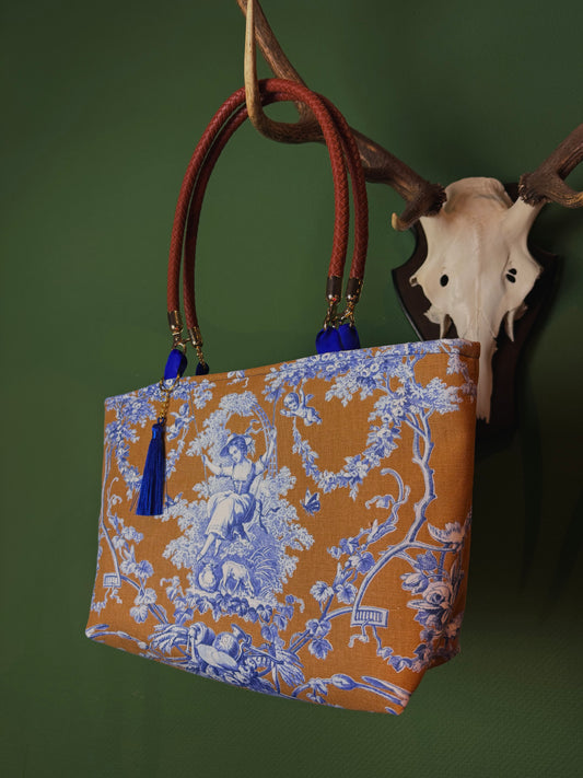 Toile braun/blau Tasche M